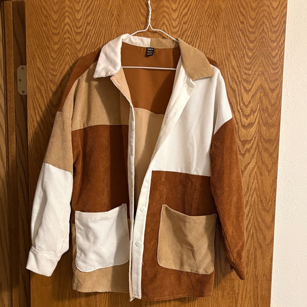 SHEIN Tri-Tone Corduroy oversized Jacket